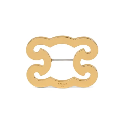 CELINE Triomphe Frame Brooch In Brass With Gold Finish And Steel