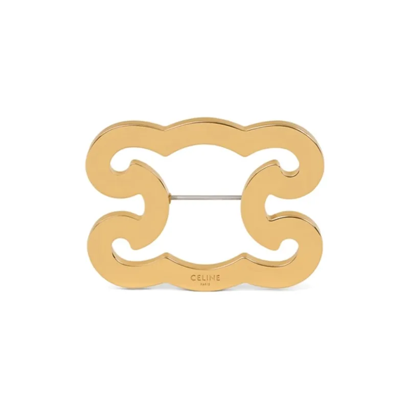 CELINE Triomphe Frame Brooch In Brass With Gold Finish And Steel-0