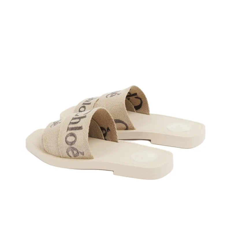 Chloe Woody Slide Slippers Women's Beige-4