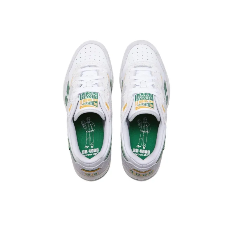 Reebok BB 4000 Anti Slip Wear Resistant Low Top Skateboard Shoes Unisex Gray White Green-3