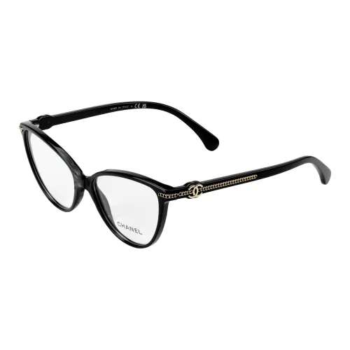 CHANEL Acetate Cat Eye Eyeglass Frames Women's Black