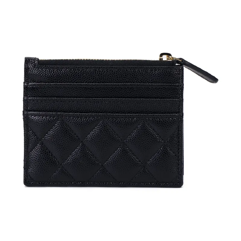 CHANEL Caviar Calfskin Card Holder Unisex Black-2