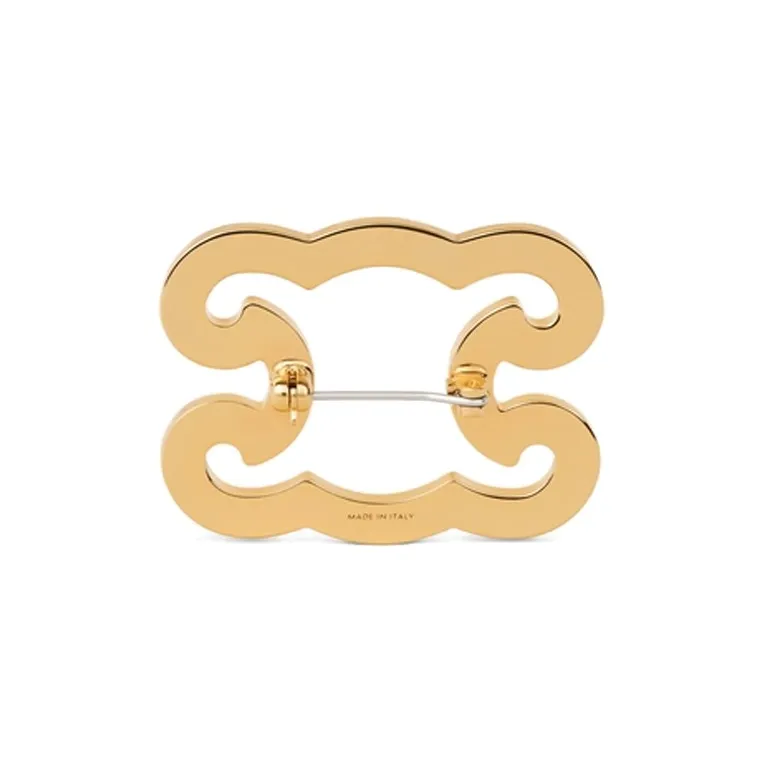 CELINE Triomphe Frame Brooch In Brass With Gold Finish And Steel-2