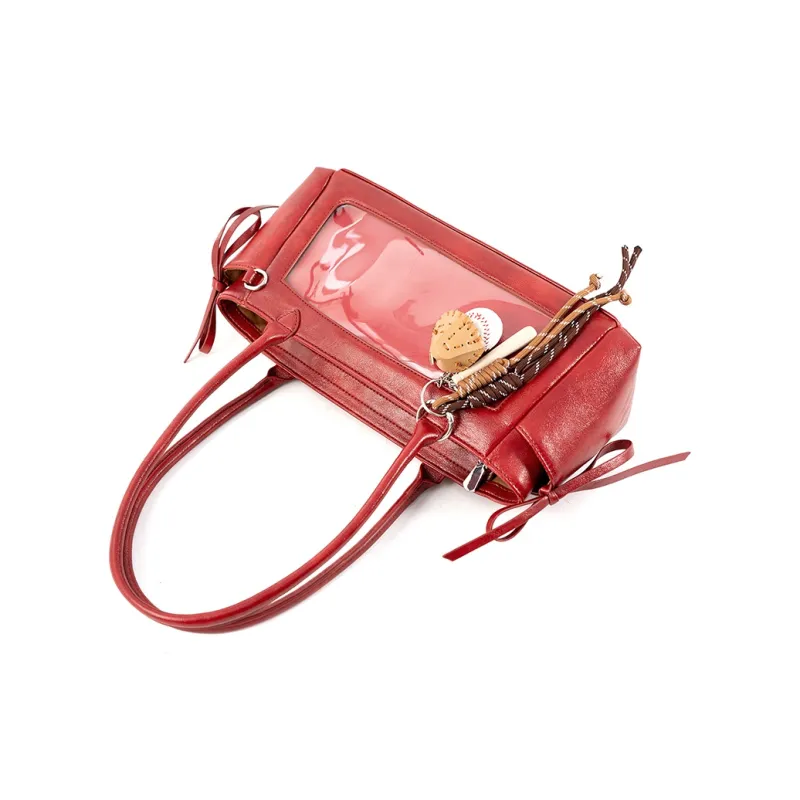 Vigno Synthetic Leather Shoulder Bag Regular Women's Red/Brown/Black/Ecru-4