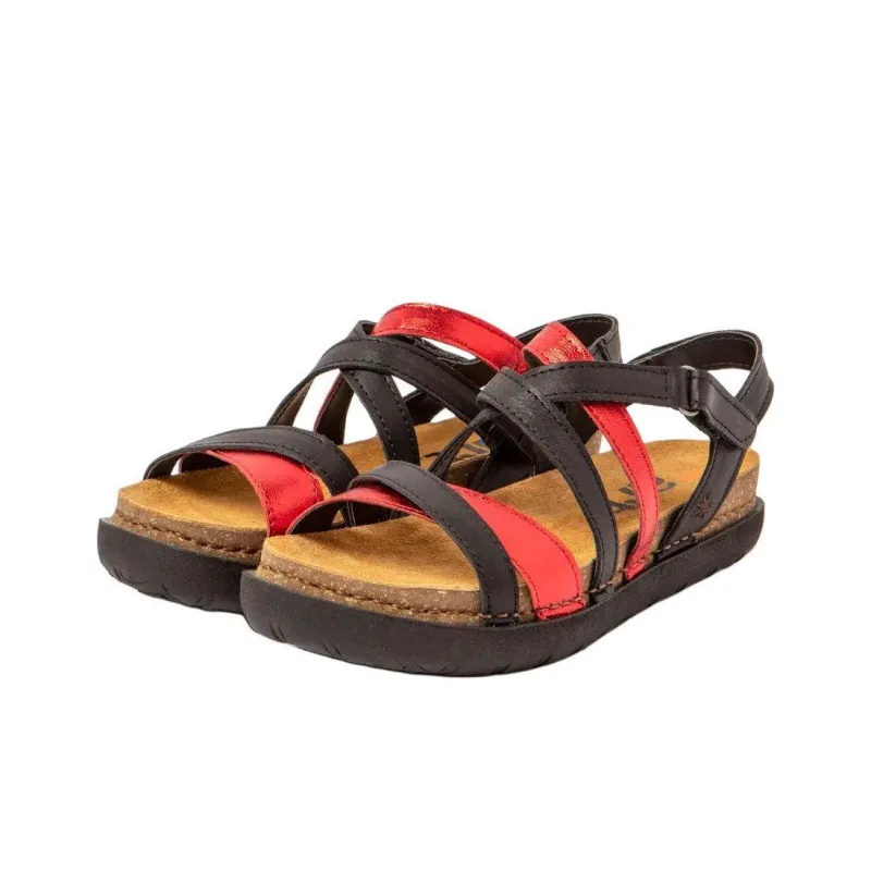 Art RHODES Strap Sandals Women's Black Red-1