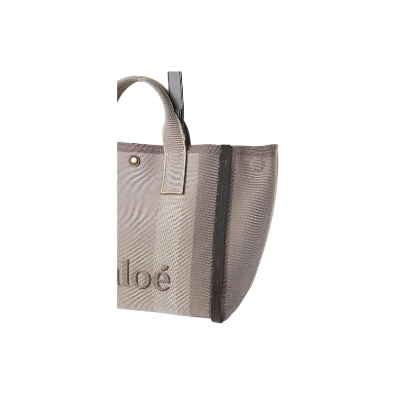 Chloe Cotton Tote Bag Shopping Bag Shoulder Bag Handbag Women's Col Brown-4