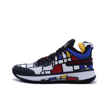 PEAK Durable Cushioning Low Top Basketball Shoes Men's White Black Red