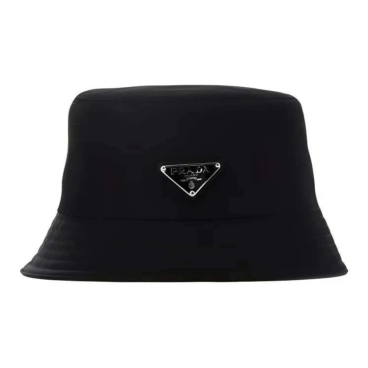 PRADA Signature Logo Plaque Bucket Hat-0