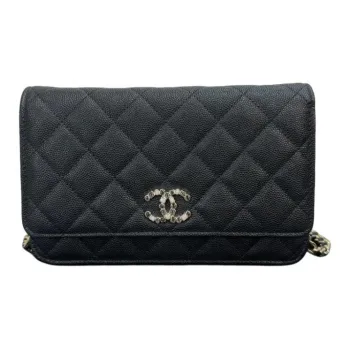 CHANEL WOC Embossed Calfskin Shoulder Bag, Crossbody Bag Women's Black