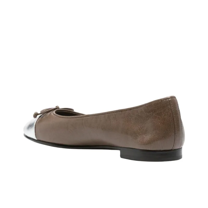 TORY BURCH Bow-detail Leather Ballerina Shoes-3