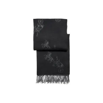COACH Wool Cashmere Knit Scarves Unisex Black
