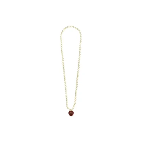 Valentino Metal, Enamel, Glass Beads Necklaces Women's White