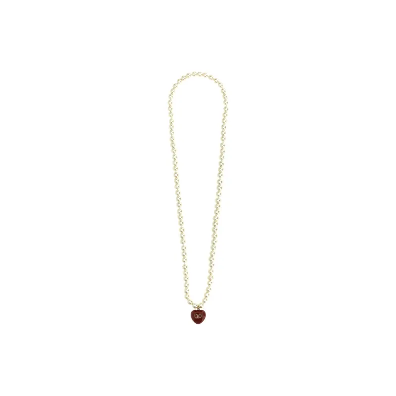 Valentino Metal, Enamel, Glass Beads Necklaces Women's White-0