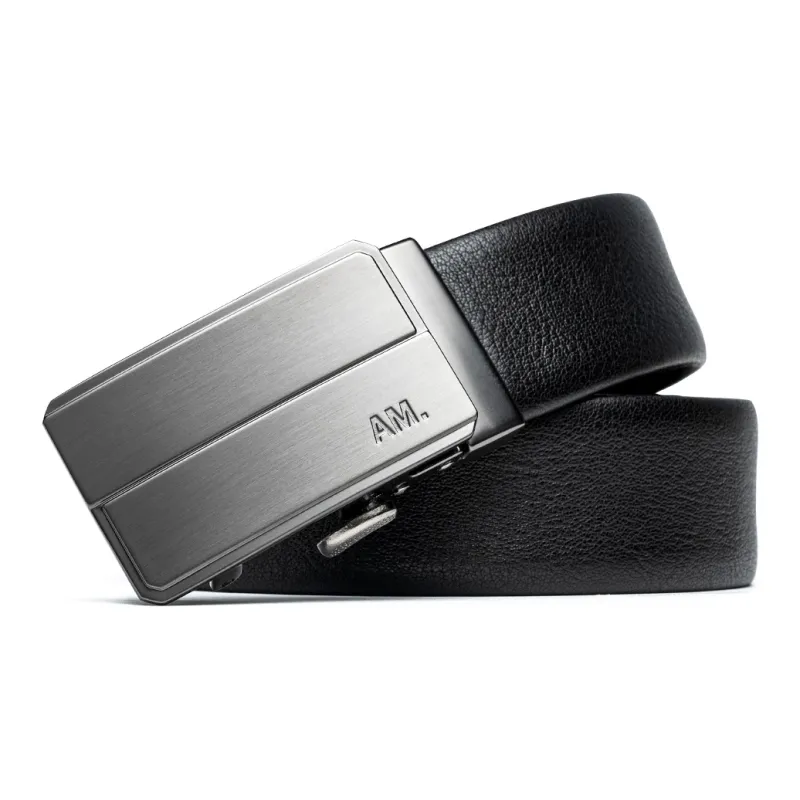 Anthony Miles Cow Leather Leather Belts Men's Black 3.4cm-1