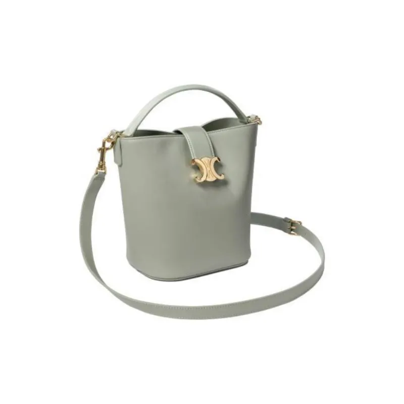 CELINE Cow Leather Bucket Bag, Shoulder Bag, Crossbody Bag, Handbag Trumpets Women's Clay-1