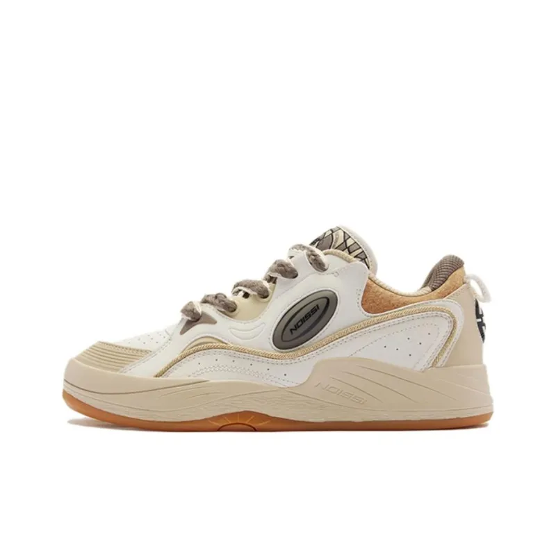 QIAODAN Egg Shoes Cushioned Wear Resistant Lightweight Low Top Skateboard Shoes Men's Raw Denim Milk Tea Beige-0