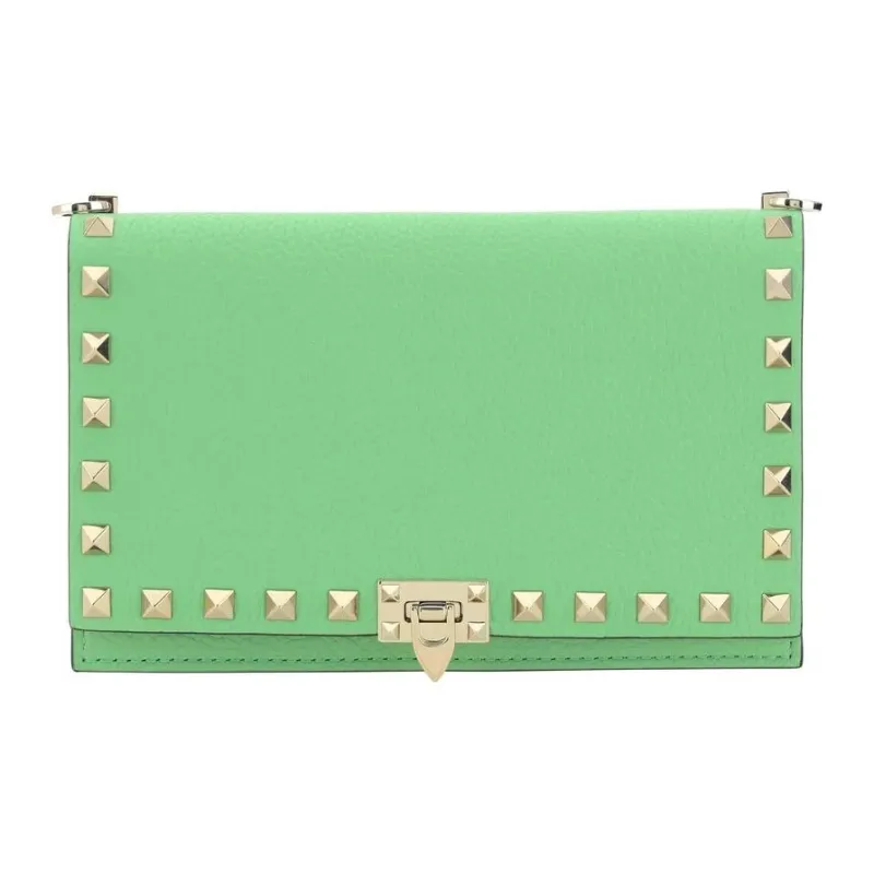Valentino GARAVANIRockstud Calfskin Crossbody Bag Shoulder Bag Small Size Women's Green-0