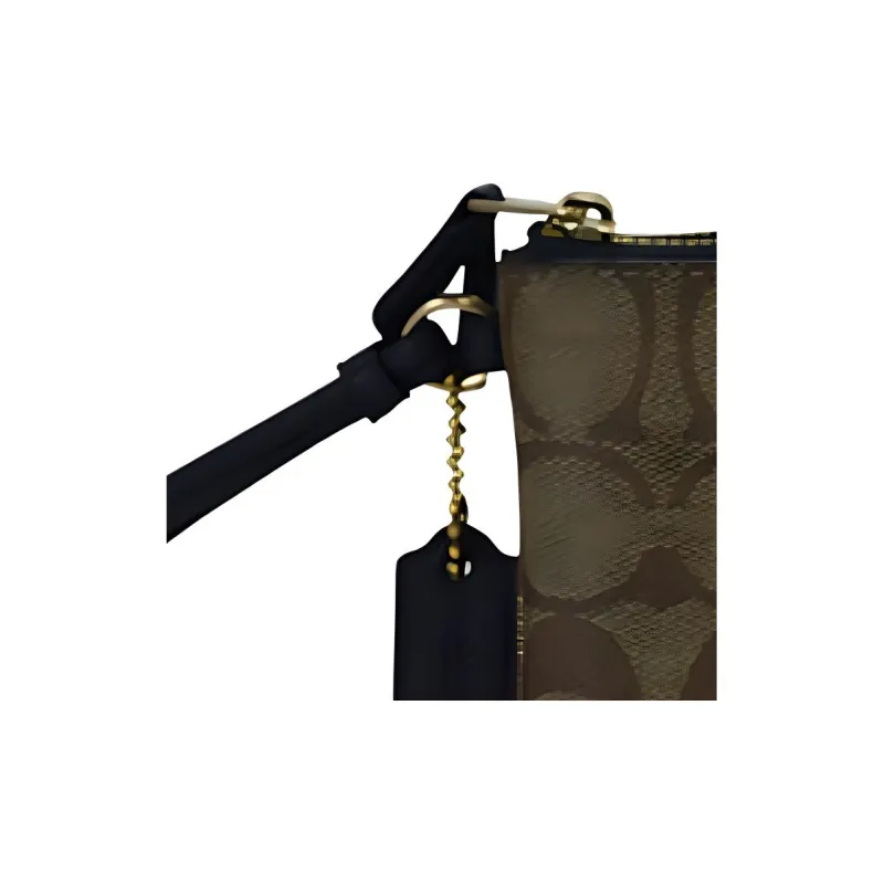 COACH Corner Zip Double-Layer Monogram Canvas With Leather Wrist Bag Mahjong Bag Clutch Women's Dark Khaki-4