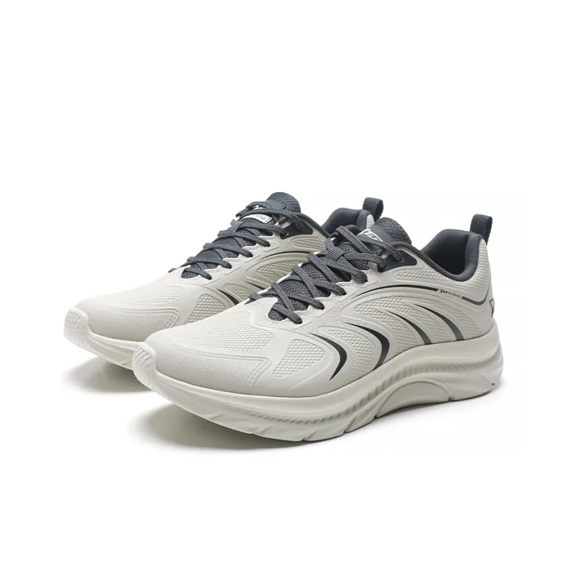 XTEP Cushioned Water Resistant And Wear Resistant Low Top Casual Running Shoes Men's Beige Gray-2