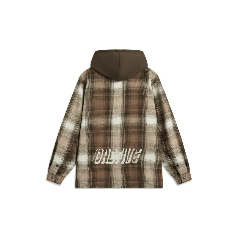 LiNing Basketball Collection Jackets Coats Men's Brown Plaid-1