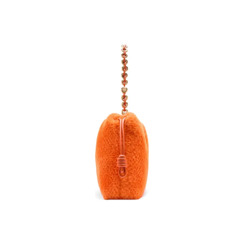 LOEWE Knitted Fabric One Shoulder Handbag Tubas Women's Orange-3