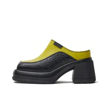 MIISTA Closed Toe Slippers 8cm Women's Yellow Black
