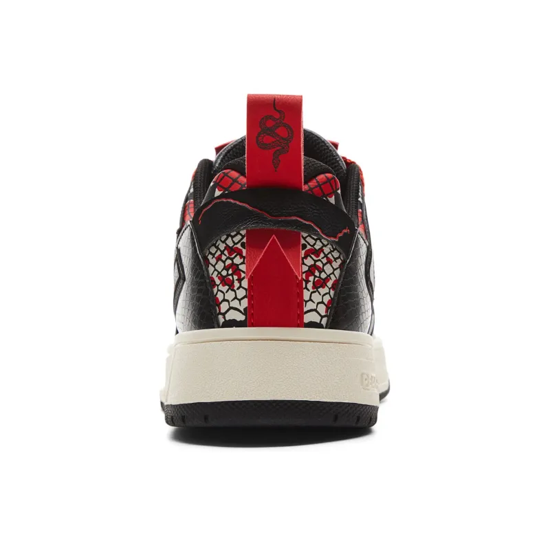 PEAK Slip-Resistant Cushioning Wear-Resistant Support Low-Top Skateboard Shoes Men's Black Precious Red-4