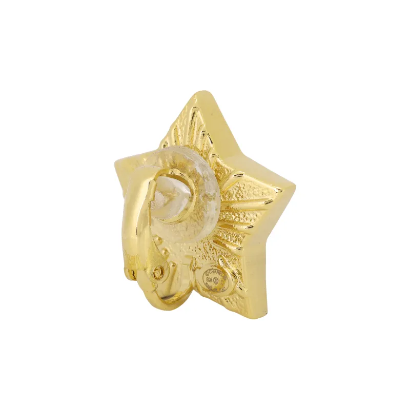 CHANEL Metal Clip On Earrings Women's Gold/White-3