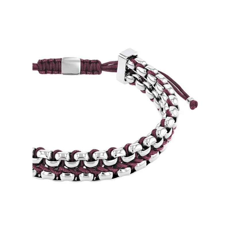 CALVIN KLEIN Rebel Collection Nylon Bracelets Men's Burgundy Red/Silver Dual Multicolor-1