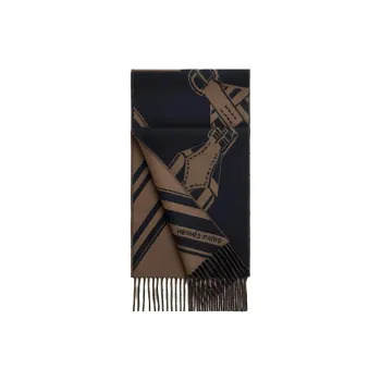 HERMES Cashmere Knit Scarves Men's Brown