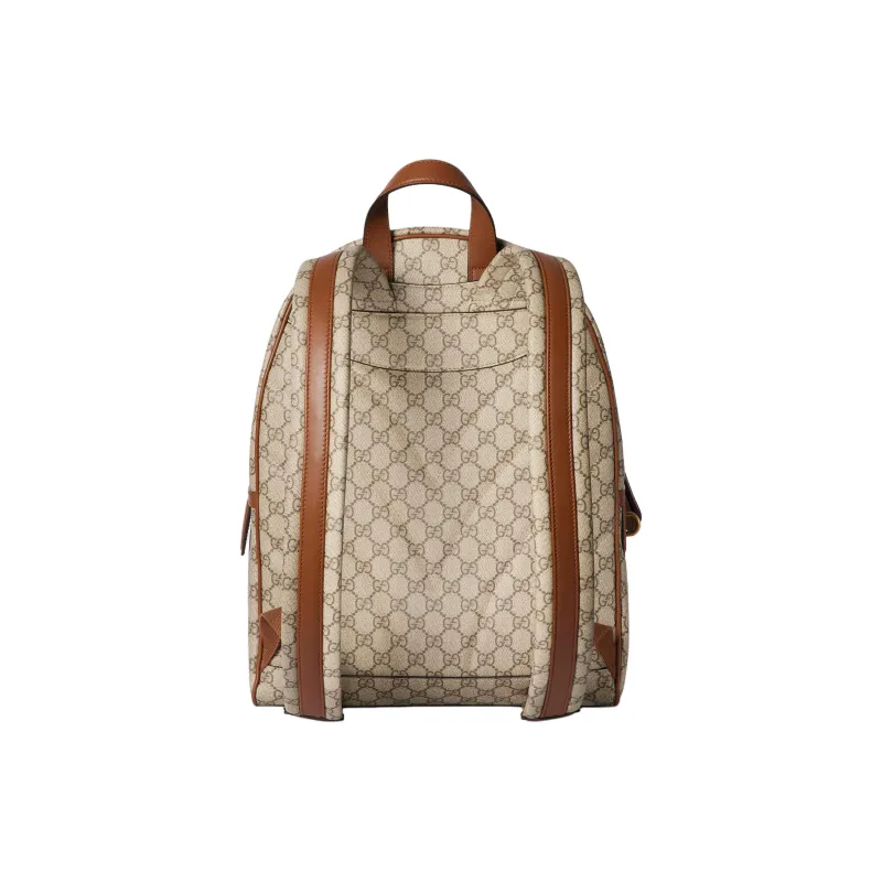 GUCCI GG Emblem Coated Canvas Backpack Medium Size Men's Beige & Dark Brown-3