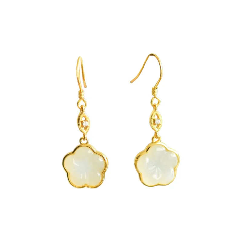 Andaozi Hetian Jade Earrings White Jade Women's-0