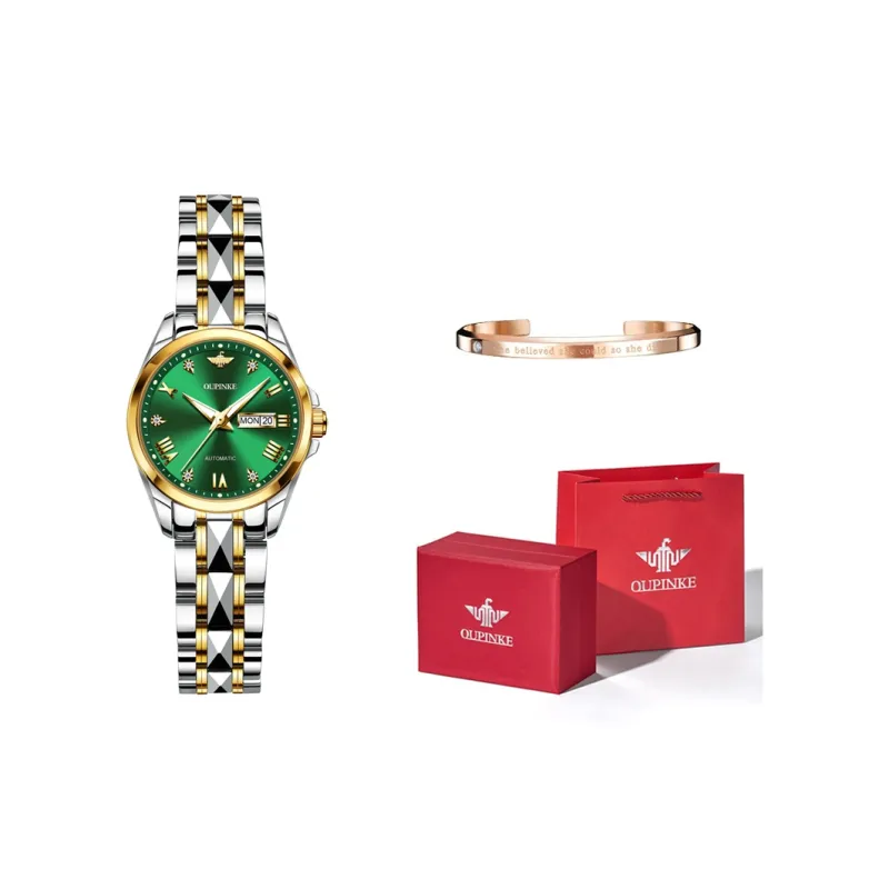 Oupinke Gaias Collection Mechanical Movement Tungsten Steel Strap Watch Women's Watch White Dial-18