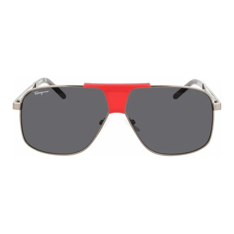 FERRAGAMO Metal Aviator Sunglasses Men's Gray-1
