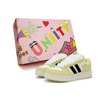 UNIITY Skateboard Shoes Women's Low Top Yellow With Black Stripes/Burgundy