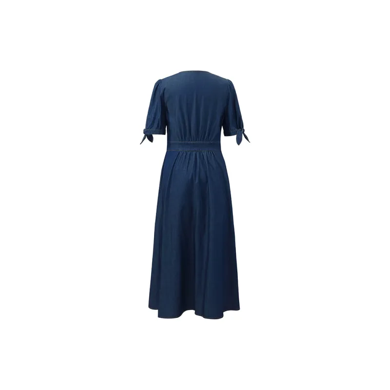GOELIA Short Sleeved Dress Women's Denim Blue-1