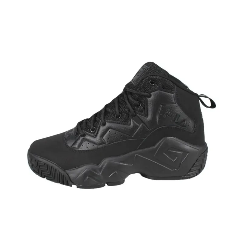 FILA Mashburn Anti-Slip Wear-Resistant Mid-Top Vintage Basketball Shoes Men's Black-0
