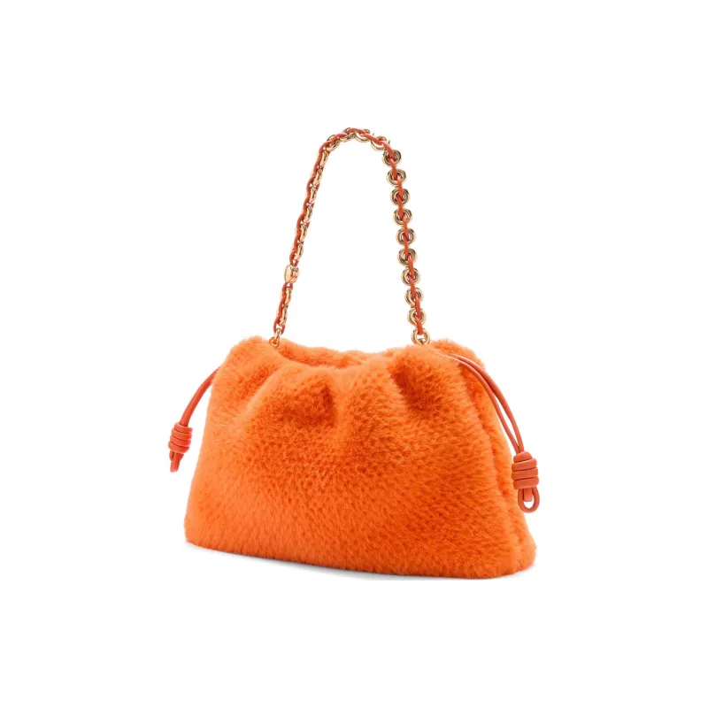 LOEWE Knitted Fabric One Shoulder Handbag Tubas Women's Orange-2