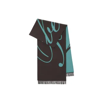 Burberry Intarsia Knit Logo Fringe Detailed Scarf