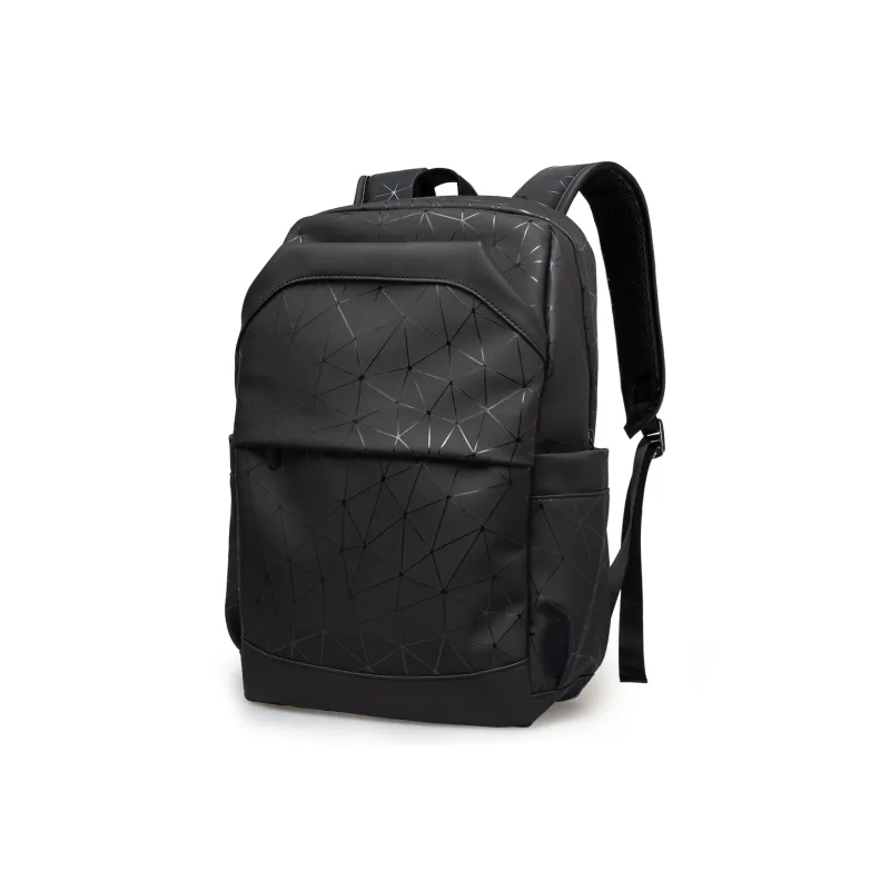 Slazenger PU Business Commute Students Patchwork Backpack Regular Men's Black/Diamond Black-5