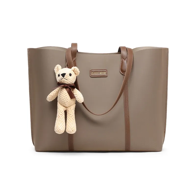 PT'SON Fabric Portable Underarm Shoulder Bag, Tote Bag, Shopping Bag Tubas Women's Dark Khaki-5