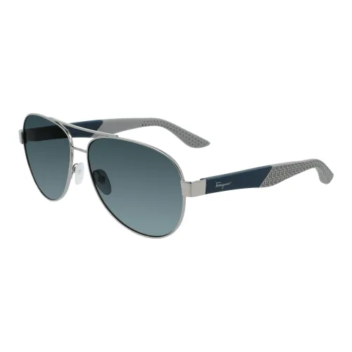 FERRAGAMO Plate And Metal Aviator Sunglasses Men's Silver