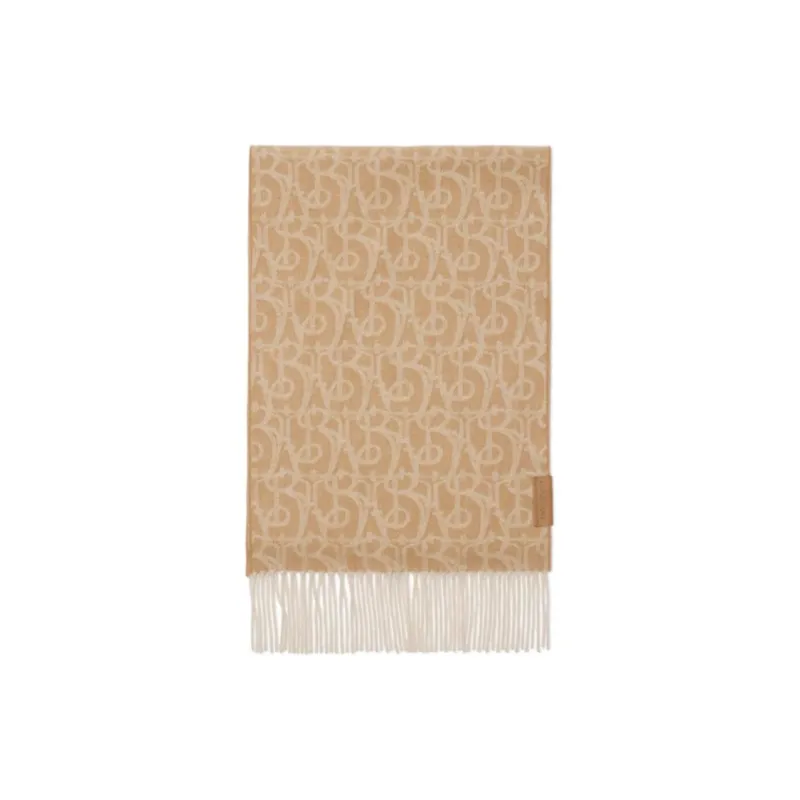 Burberry Logo Jacquard Fringed Edge Scarf-1