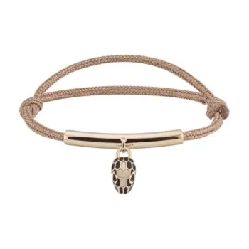 BVLGARI Serpenti Forever Series Gold Plated Brass Agate Enamel Fabric Bracelets Women's Beige
