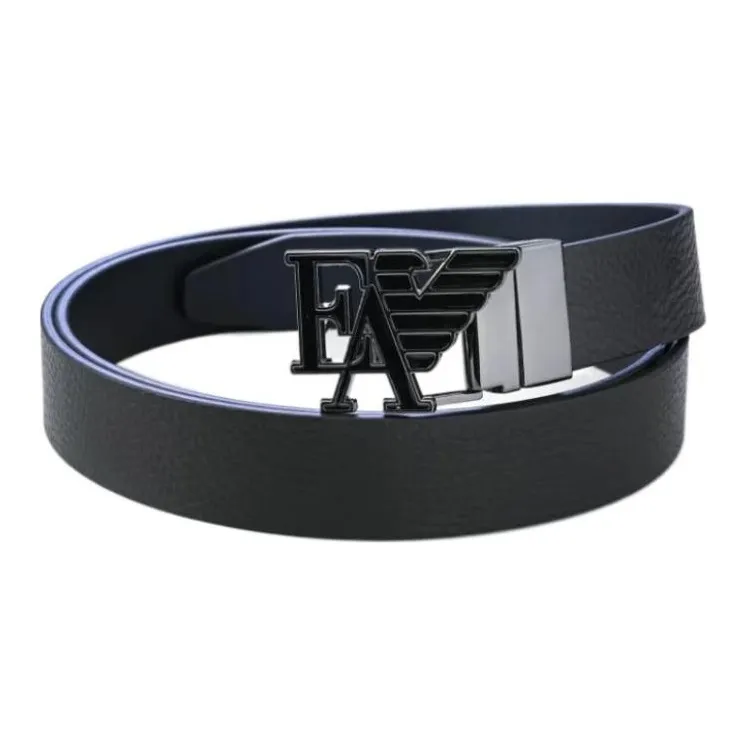 EMPORIO ARMANI Cow Leather Belts Men's Black Width 3cm-2