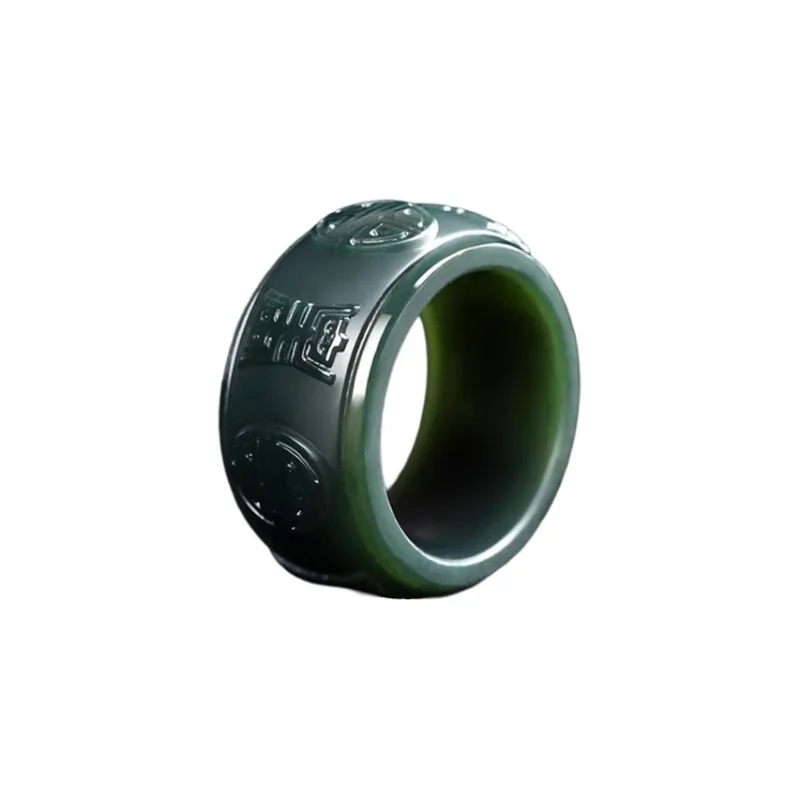 Zhen Yu Zhen Pin Hetian Jade Rings Green Jade Unisex-0