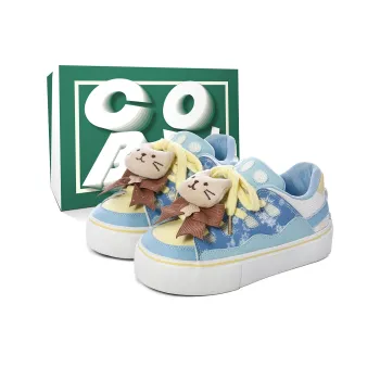 Cob Wear-resistant And Lightweight Low-Top Skateboard Shoes Women's Blue Yellow White