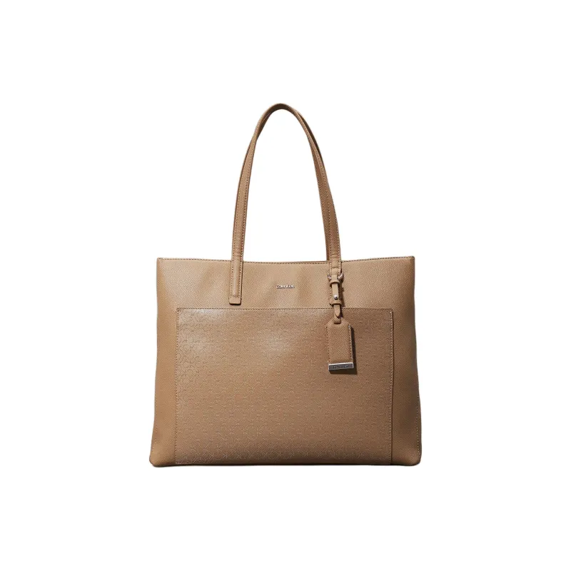 CALVIN KLEIN Polyurethane Tote Bag Shopping Bag Shoulder Bag Handbag Women's Taupe-0