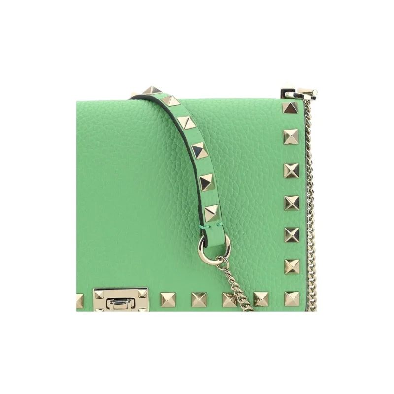 Valentino GARAVANIRockstud Calfskin Crossbody Bag Shoulder Bag Small Size Women's Green-3
