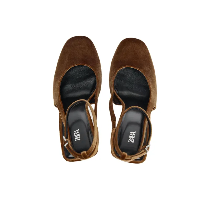 ZARA Slim Heel High Heels 11cm Women's Brown-3